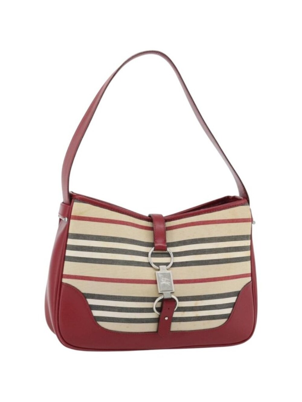 BURBERRY Blue Label Shoulder Bag Canvas Beige Silver